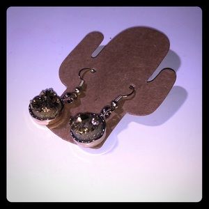 Gold Stone Dangle Earrings